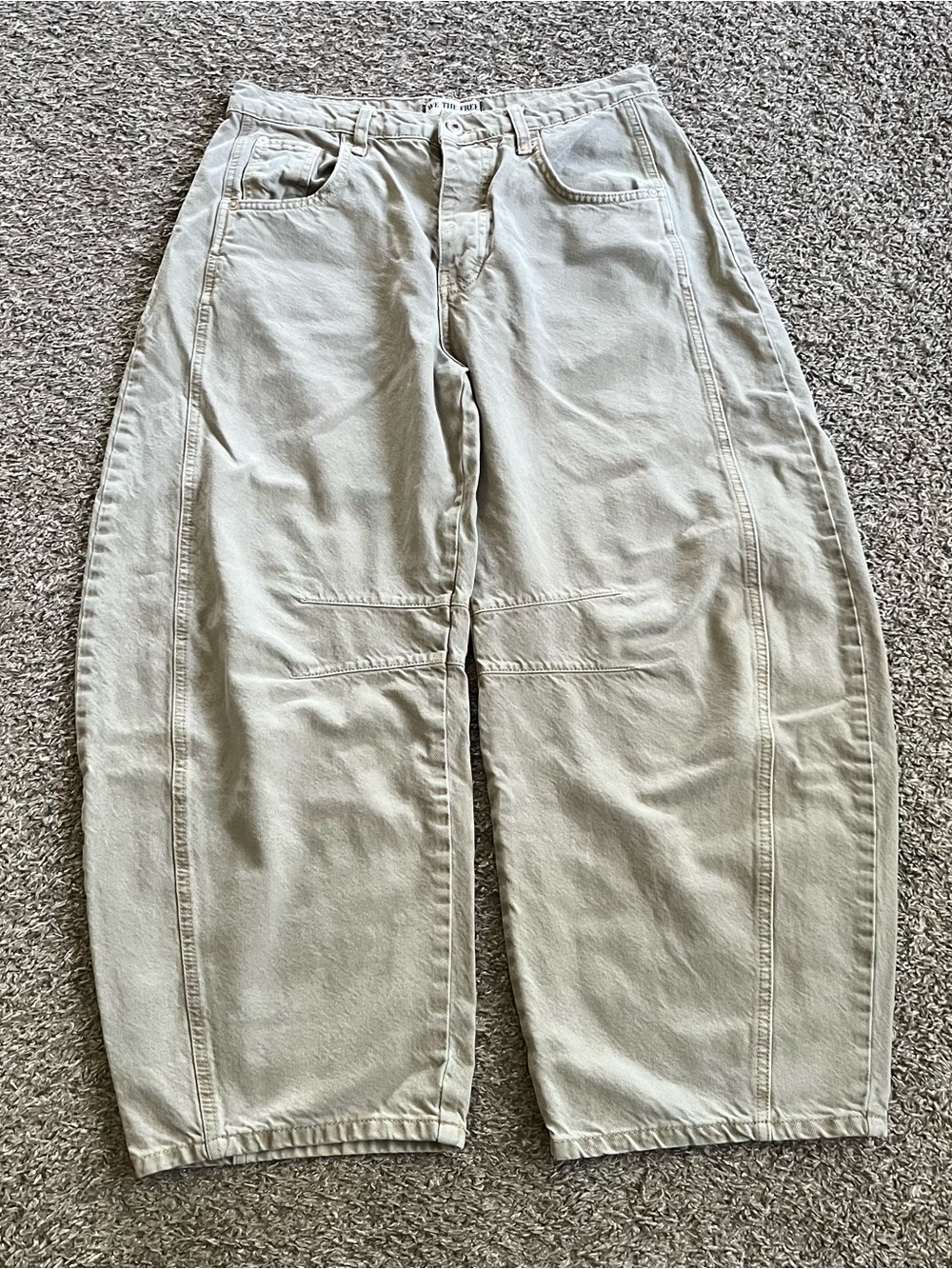 Free People We the Free Good Luck Barrel Jeans Size 27 Khaki Green